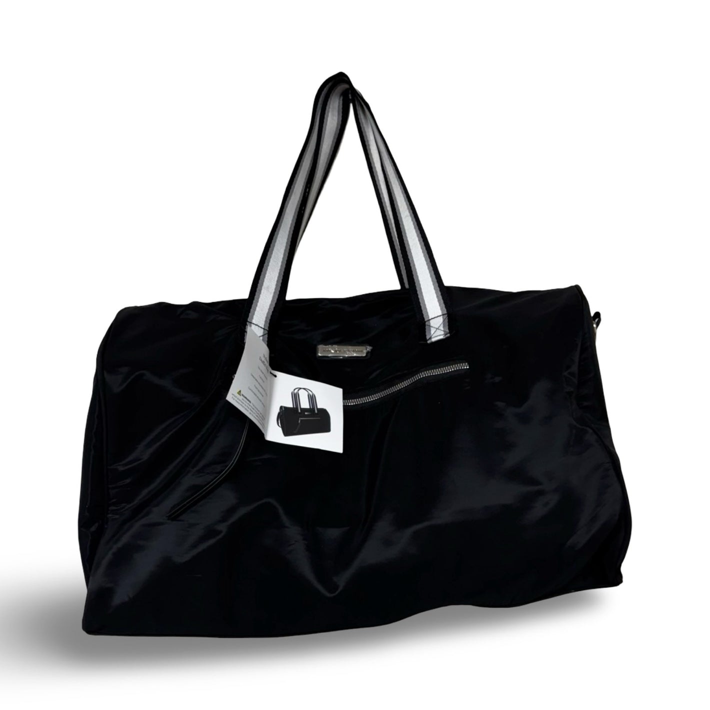 Adrienne Vittadini Black Haute Heritage Zip Fully Lined Duffel Bag
