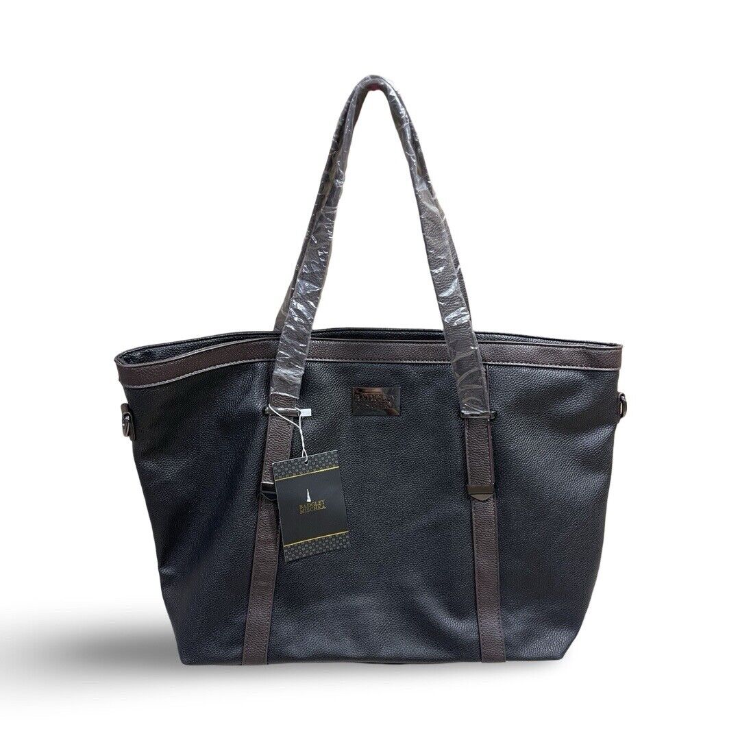 BADGLEY MISCHKA Anna Faux Leather Tote Weekender Travel Bag - Black BADGLEY MISCHKA Anna Faux Leather Tote Weekender Travel Bag - Black