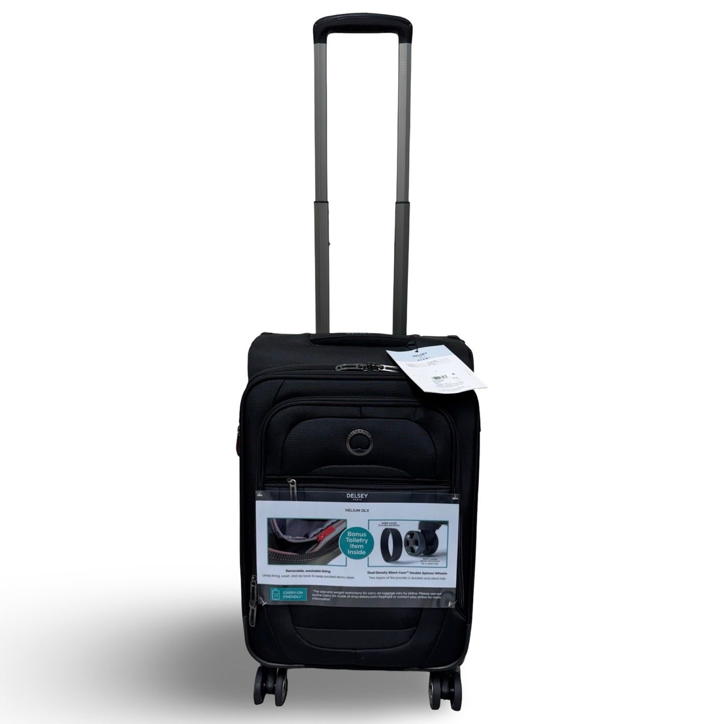 Delsey Paris Helium DLX 22" Spinner Carry On Suitcase – Black
