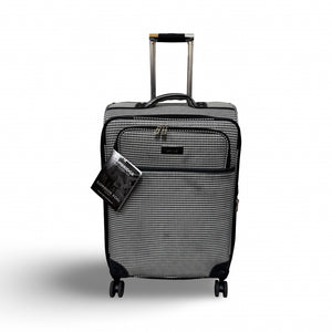 London Fog Cambridge 25" Expandable Spinner - Black White Houndstooth