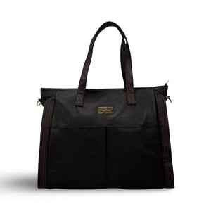 Badgley Mischka Rose XL Vegan Leather Travel Tote Weekend Bag - Black