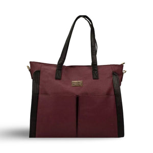 Badgley Mischka Rose XL Leather Tote Weekender Carry-On - Red Wine