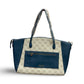 BADGLEY MISCHKA Caroline Women's Tote Weekender Travel Bag- CHAMPAGNE- NAVY