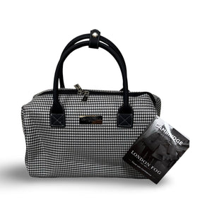 London Fog Cambridge 16" Classic Satchel - Black White Houndstooth