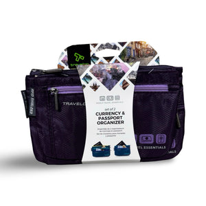 TRAVELON Essentials Currency & Passport Organizers, Set of 2- Blackberry
