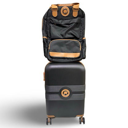 Delsey Paris Flanerie Backpack and Carry On Set - Black Brown
