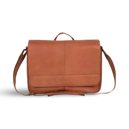 Kenneth Cole Reaction Colombian Leather Crossbody 15.6" Laptop Bag - Cognac