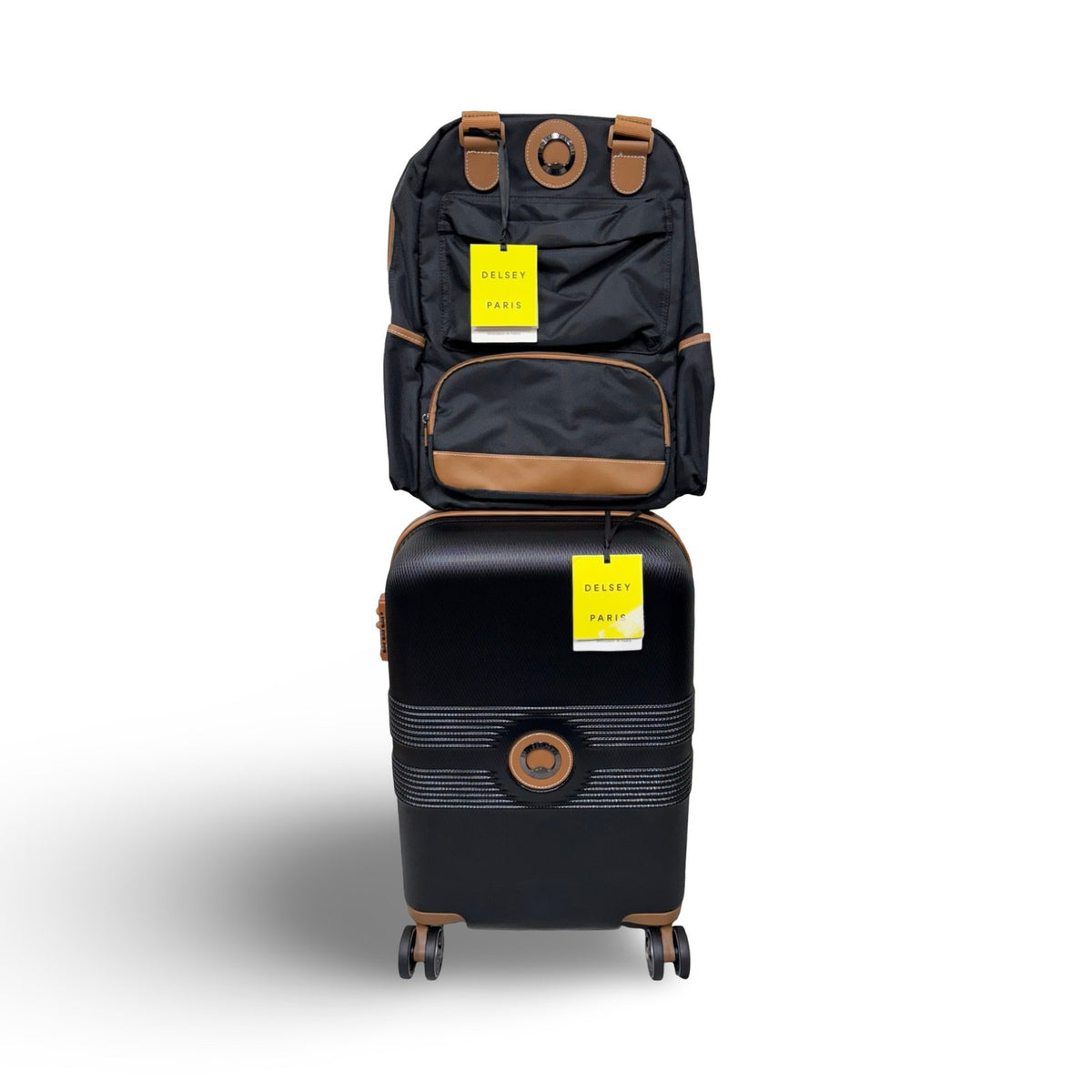 Delsey Paris Flanerie Backpack and Carry On Set - Black Brown