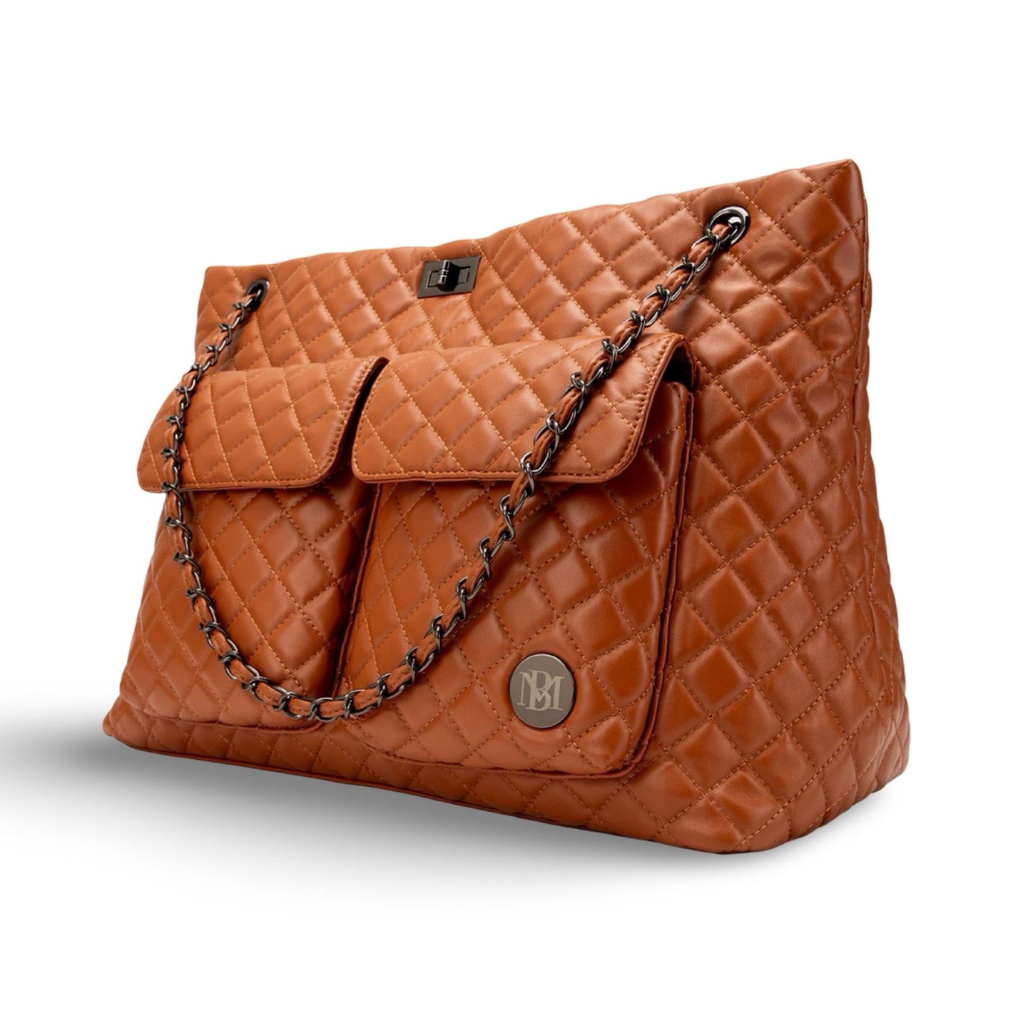 BADGLEY MISCHKA Diana XL Faux Leather Tote Weekender Travel Bag - Brown