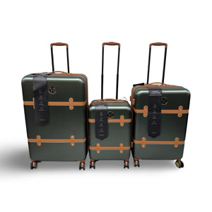 BADGLEY MISCHKA Grace Expandable Retro Luggage Set, 3 Piece - Olive Green