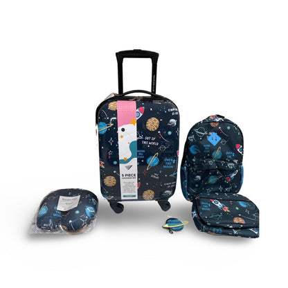 TRAVELERS CLUB Kid's Hard Side Carry-On Spinner 5 Piece Luggage Set – Space