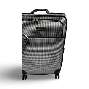 London Fog Cambridge 25" Expandable Spinner - Black White Houndstooth