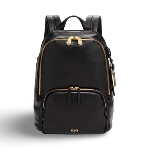 Tumi Voyageur Hannah Backpack - Black Leather With Gold Hardware