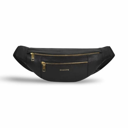 CHAMPS Leather Waist-Pack- Black