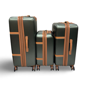 BADGLEY MISCHKA Grace Expandable Retro Luggage Set, 3 Piece - Olive Green