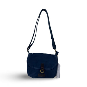 TRAVELON Courier Navy Blue Anti-Theft Saddle Crossbody Bag