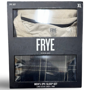 FRYE Men's Sleepwear Long Sleeve Henley & Pant Sleep Set (Taupe/Charcoal) - XL