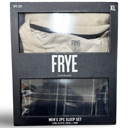 FRYE Men's Sleepwear Long Sleeve Henley & Pant Sleep Set (Taupe/Charcoal) - XL