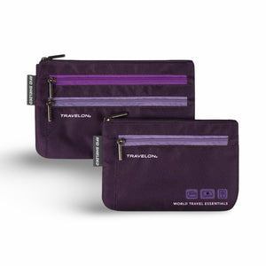 TRAVELON Essentials Currency & Passport Organizers, Set of 2- Blackberry
