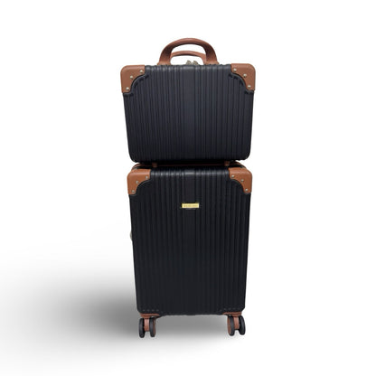PUÍCHE Trésor Carry-on Vanity Trunk Luggage, Set of 2, Black.