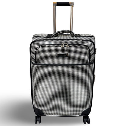 London Fog Cambridge 25" Expandable Spinner - Black White Houndstooth