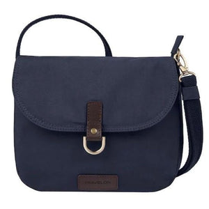 TRAVELON Courier Navy Blue Anti-Theft Saddle Crossbody Bag