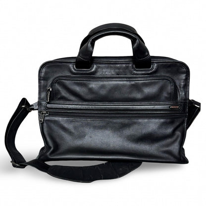 TUMI Leather Briefcase Laptop Bag - Black (Preowned)