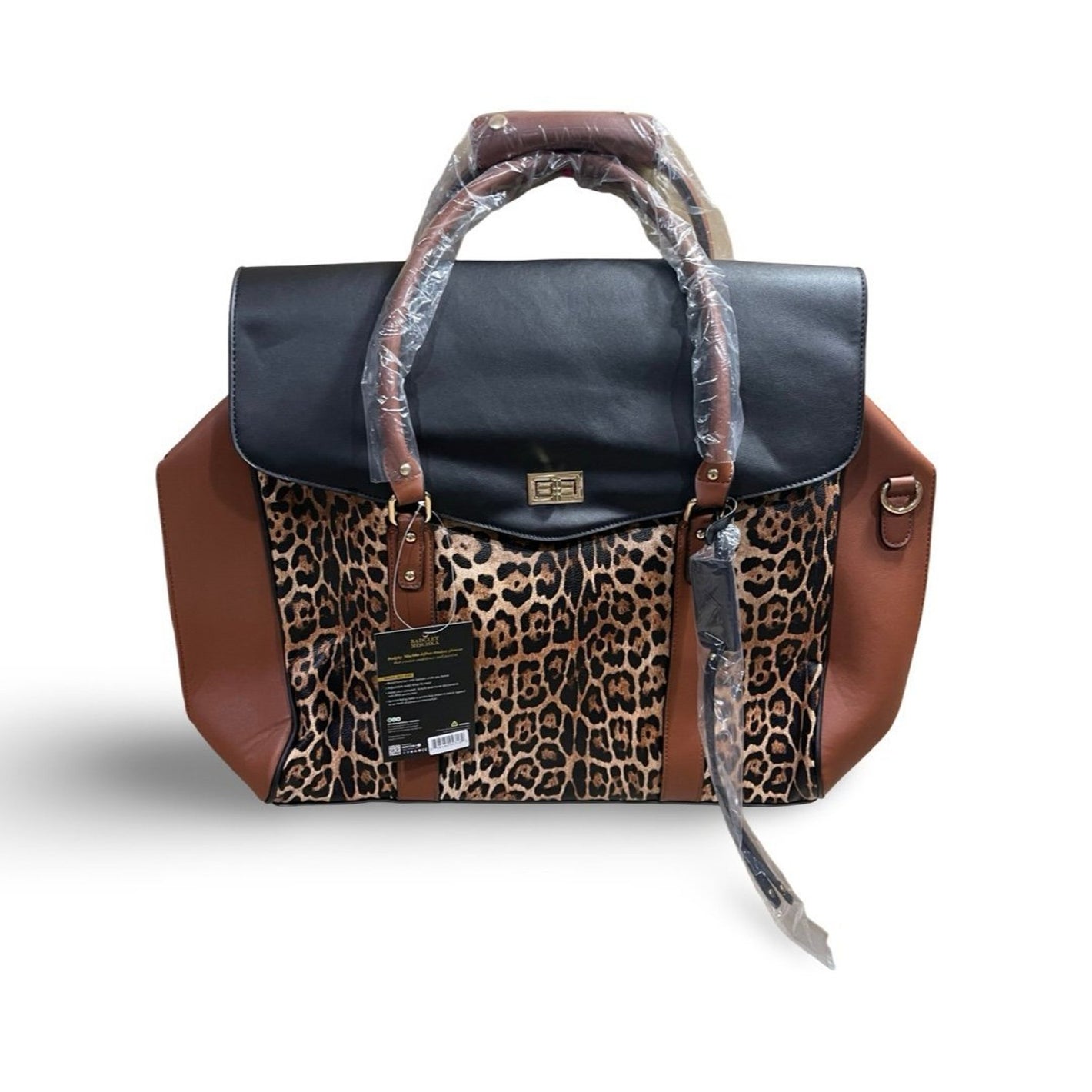 BADGLEY MISCHKA Leopard Travel Tote Weekender Bag- LEOPARD