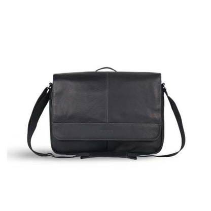 Kenneth Cole Reaction Colombian Leather Crossbody 15.6" Laptop Bag - Black