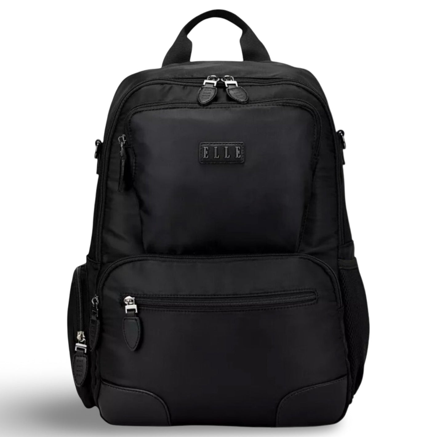 ELLE Voyage 17.5" Twill and Faux Leather Backpack - Black