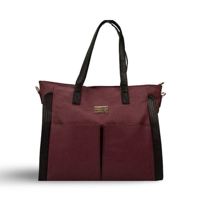 Badgley Mischka Rose XL Leather Tote Weekender Carry-On - Red Wine