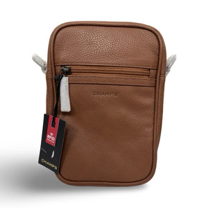 CHAMPS Onyx Vertical Leather Cross Body - Cognac/Brown