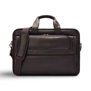 Solo New York Classic Leather Briefcase - Dark Brown (Missing Shoulder Strap)