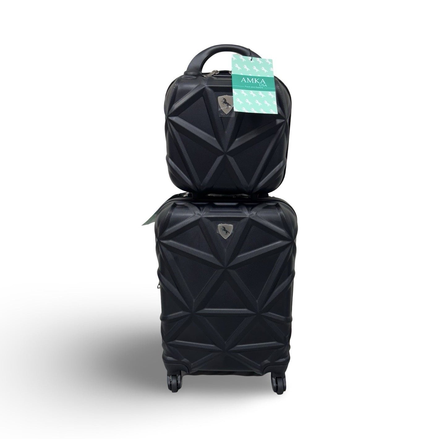 AMKA Gem 2-Pc. Carry-On Hardside Cosmetic Luggage Set – Black