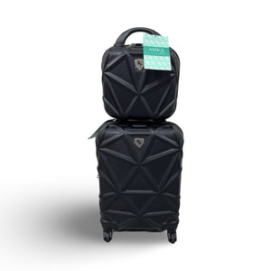 AMKA Gem 2-Pc. Carry-On Hardside Cosmetic Luggage Set – Black