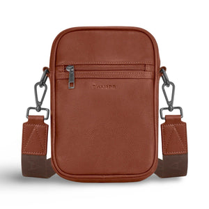 CHAMPS Onyx Vertical Leather Cross Body - Cognac/Brown