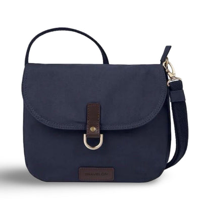 TRAVELON Courier Navy Blue Anti-Theft Saddle Crossbody Bag